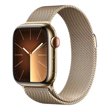 Apple Watch Series 9 GPS + Celular • Caja de acero inoxidable color oro de 45 mm • Correa estilo milanés color oro - Distribuidor Autorizado