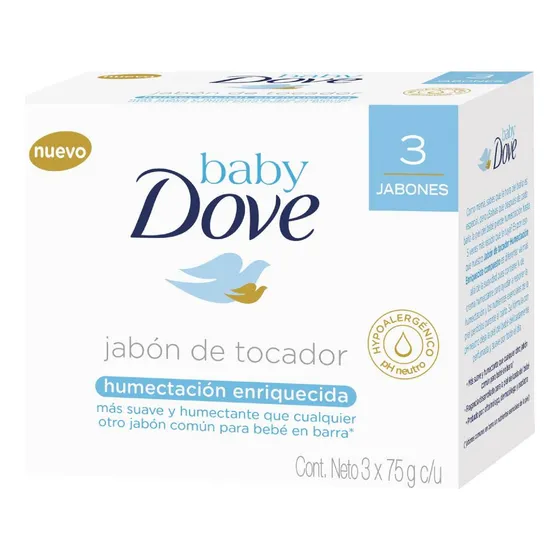 Jabón Dove Baby Humectación Enriquecida 75 G 3 Unidades