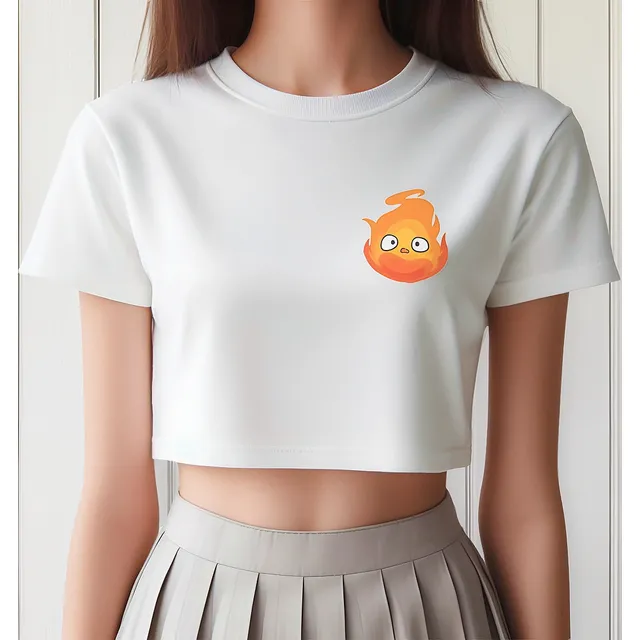 Crop Top Algodon - Calcifer - Studio Ghibli