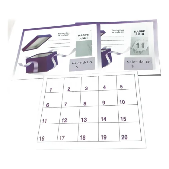 Raspaditas Para Sorteos De 20 Nº X 25 Unidades