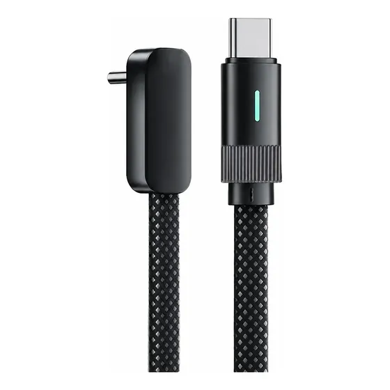 Cabo Carregador Magnético 90 Graus Usb C 66w 1,5 M Com Led Gamer Preto
