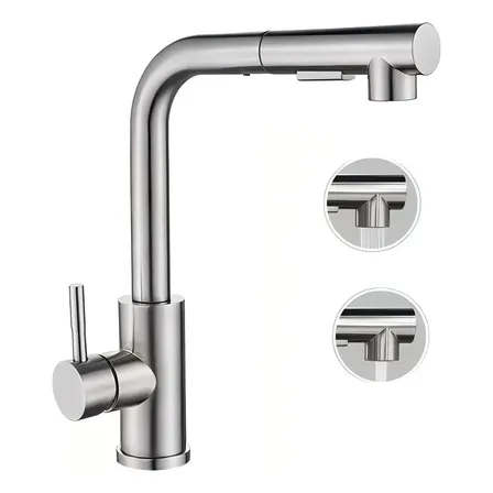 Torneira Cozinha Gourmet Com Extensor Ducha Inox Cor Escova Prateado Escovado