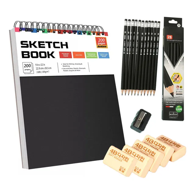 Cuaderno A4 De Boceto Y Dibujo 100 Hojas/200 Páginas Blank Sketchbook Bloc De Dibujo, Cuaderno De Bocetos 30.5x22.9cm