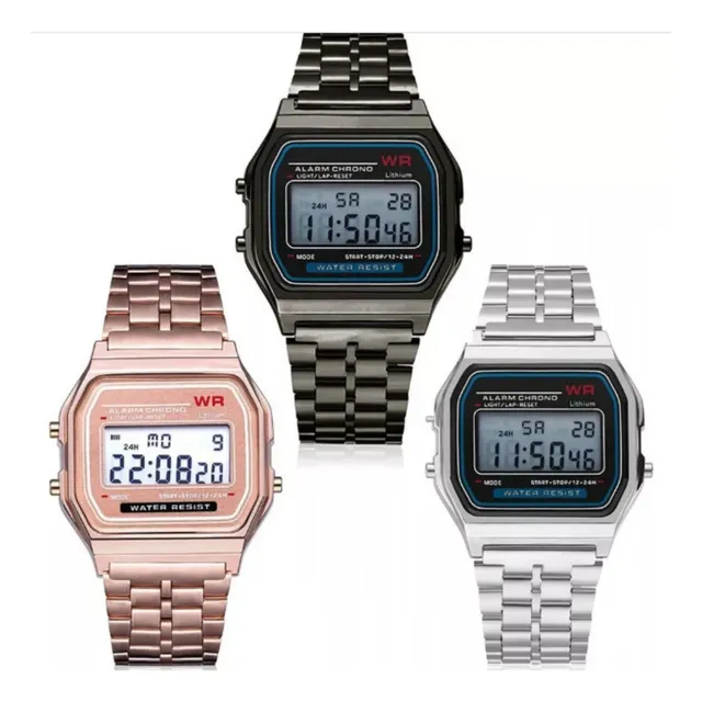 Reloj Retro, La Leyenda De Los Digitales Malla Metalica