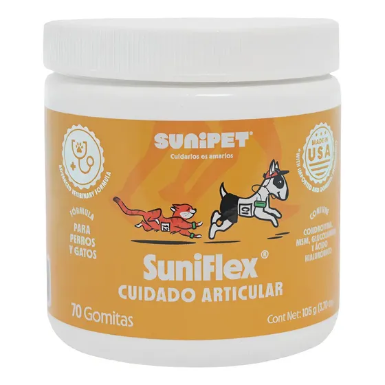 Sunipet Suniflex Gomitas Suplemento Articulaciones Perros Gatos Glucosamina 70 pzas | Cuotas sin interés