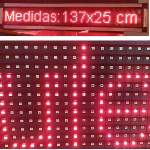 Pantalla Led Letrero Rojo P10 137 X 25cm Textos Efectos Hora