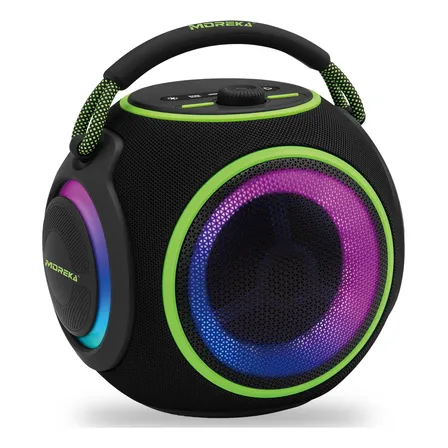 Moreka A56 Bocina Bluetooth Esférica 120w Rgb Impermeable Negro