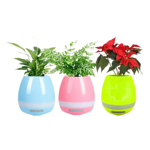 Mini Maceta Parlante Bluetooth Con Piano Y Luces Led
