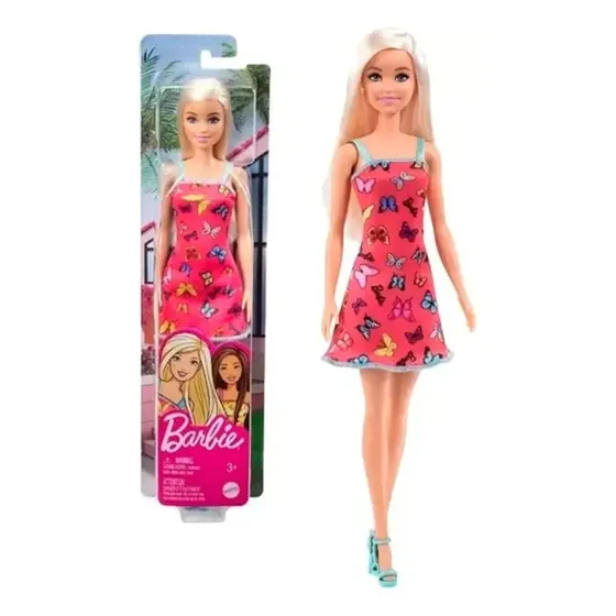 Muñeca Barbie Basica Fashionista Vestido Rosa Con Mariposas | Cuotas sin interés
