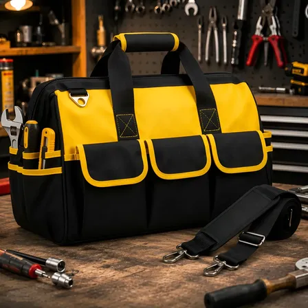 Bolsa Maleta De Ferramentas 16 Bolsos Eletricista Reforçada Amarelo