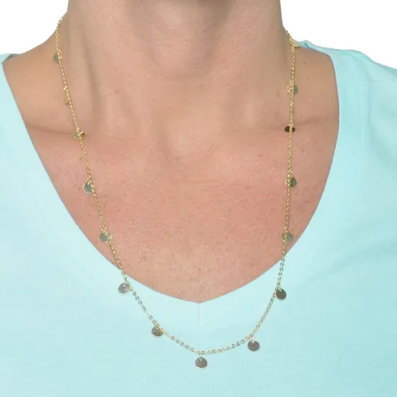 Colar Longo Corrente Medalhinhas Feminino Banhado A Ouro 18k
