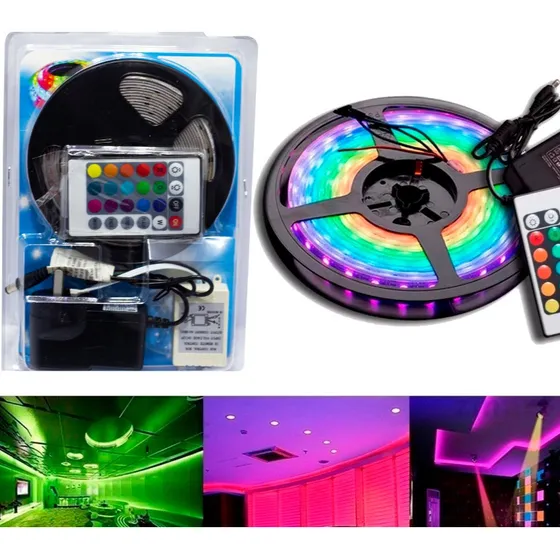 Tira Luces Led Rgb Con Transformador Exterior  Autoadhesivas