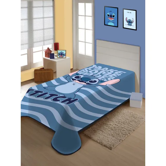 Cobertor Raschel Solteiro 150x200cm Coberta Infantil Jolitex Cor Stitch Desenho Do Tecido Personagens