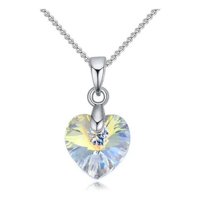 Collar Mujer De Plata Y Cristal Corazón Xilión Swarovski Lb