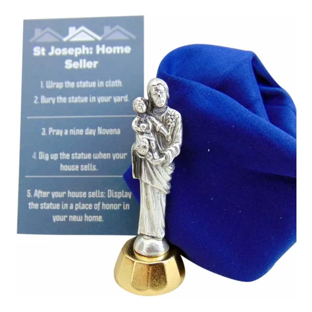 Estatua San Jose Para Vender Casa Tarjeta Instruccion Gamuza