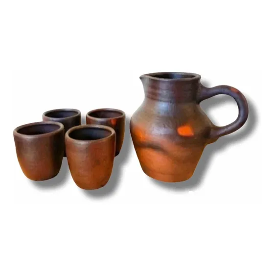 Jarra 1.5 Litro+4 Vasos De Greda.