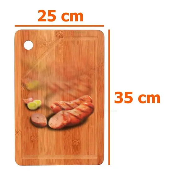 Tábua de Corte de Bambu Mor 35x25 cm para Churrasco e Cozinha Marrom