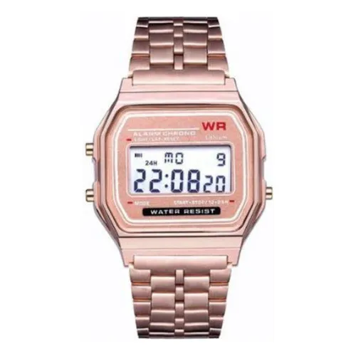 Relógio Retro Eletronico Digital Aço Vintage Unissex Rosa