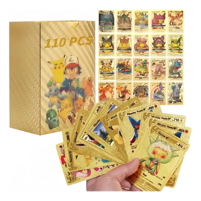 Español Tarjetas Pokemon Juegos De Cartas Pokemon 110 Cartas Dorado Tarjetas Oro Foil Raras Golden Cartas