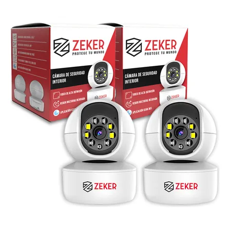 Pack X2 Cámara De Seguridad Interior Wifi Ip Zeker 2mp 5g Color Blanco