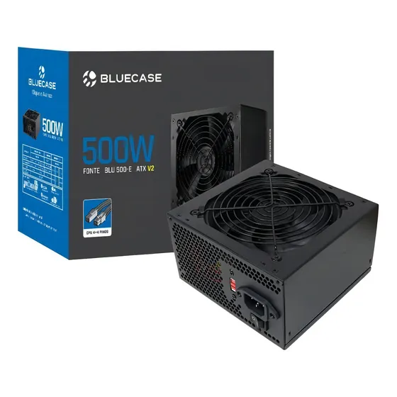 Fonte Atx Bluecase 500w 127/220v Real Reais Gamer Cor Preto