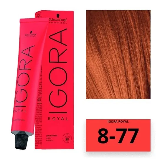 Tinte Schwarzkopf Professional Igora Royal Reds Tono 8-77 Para Cabello