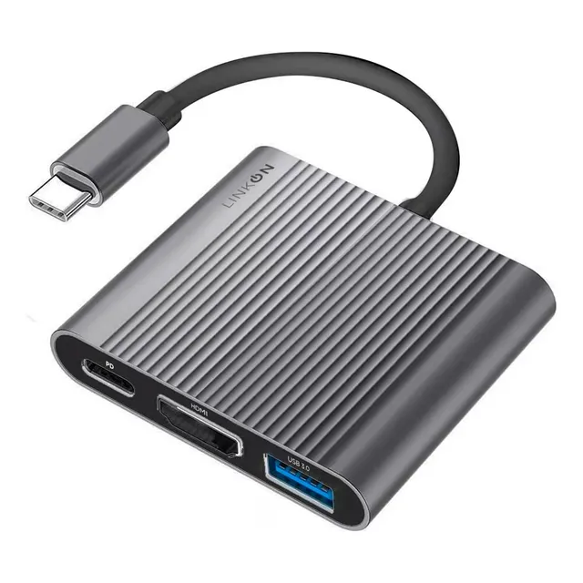 Hub Adaptador Linkon Usb Tipo C 3 En 1 Hdmi Para Macbook