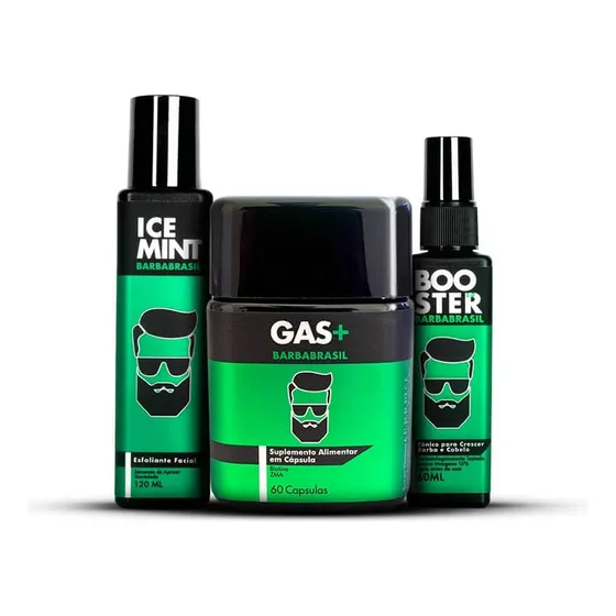 Kit Crescer Barba Esfoliante, Gas+, Tonico Barba Brasil