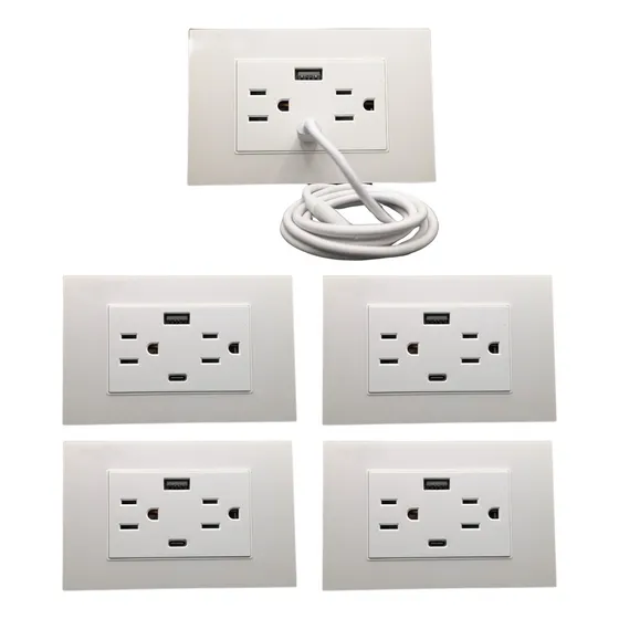 4 Contactos De 4 Entradas Puerto Usb Tipo C Enchufe De Pared