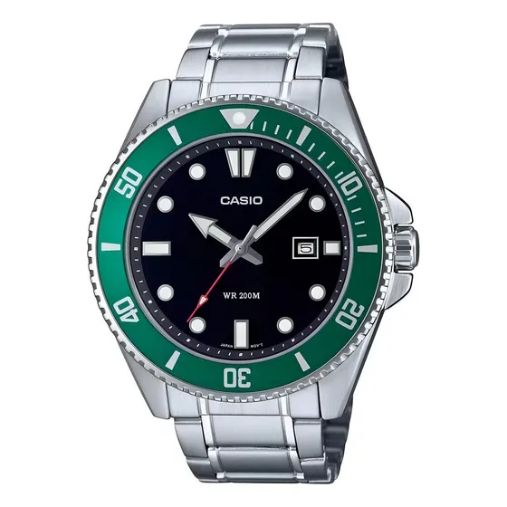 Reloj casio hombre mdv-107d-3a analogico acero inox color plateado y verde