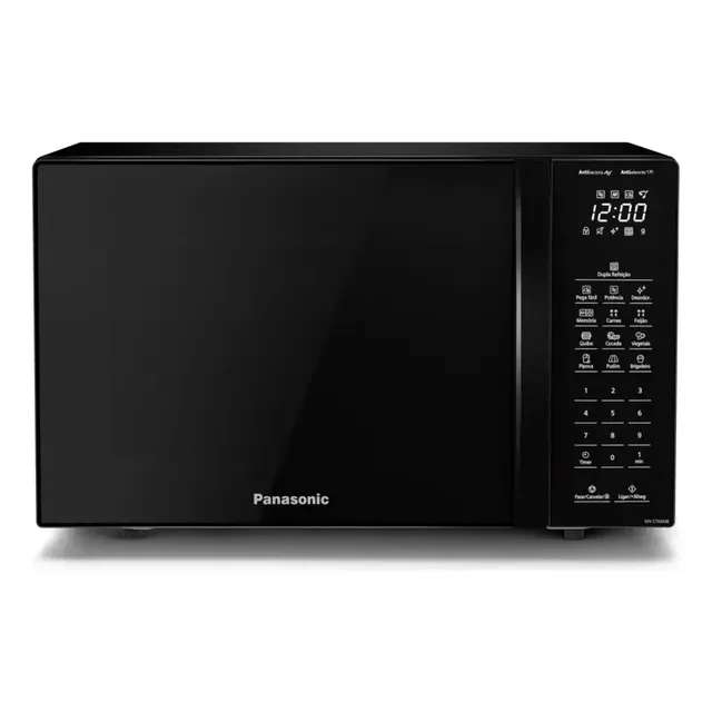Microondas Panasonic Nn-st66nbru Black Glass 34L Dupla Refeição