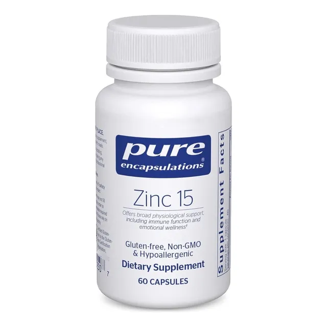 Zinc 15 Mg Pure Encapsulations 60 Cápsulas Sabor Sin Sabor