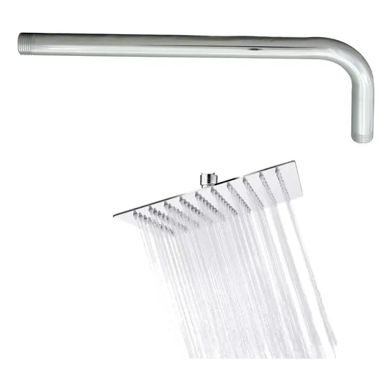 Brazo Para Ducha 90° 30cm. Prego 9515 + Ducha Cuadrada 15x15