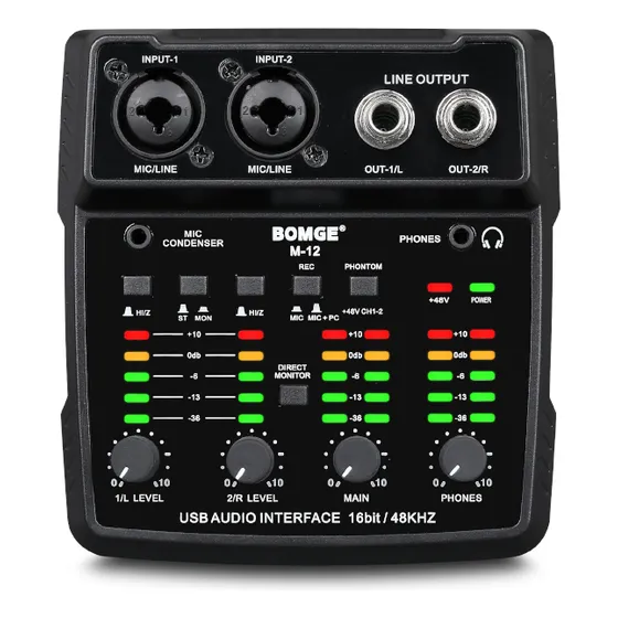 Mesa Mezcladora De Tarjetas De Sonido Bomge M-12, Usb