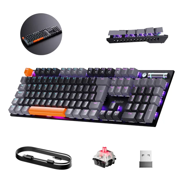 Teclado Rgb Mecanico Gasket Mount Triplo Modo(com Cabo+usb2.4g+bt5.0), Hot Swap, Layout Abnt2, Anti-ghosting, Acessorios... Português Brasil