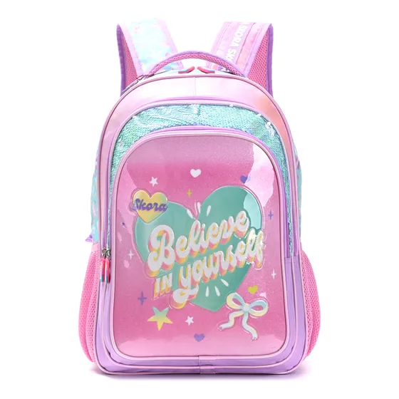 Mochila Escolar Skora Grande Resistente Brillante Lentejuela