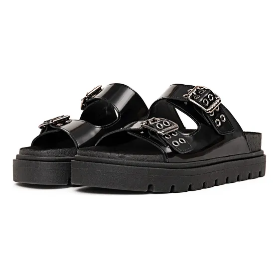 Sandalias De Mujer Viamo Leroy Negro Cuero