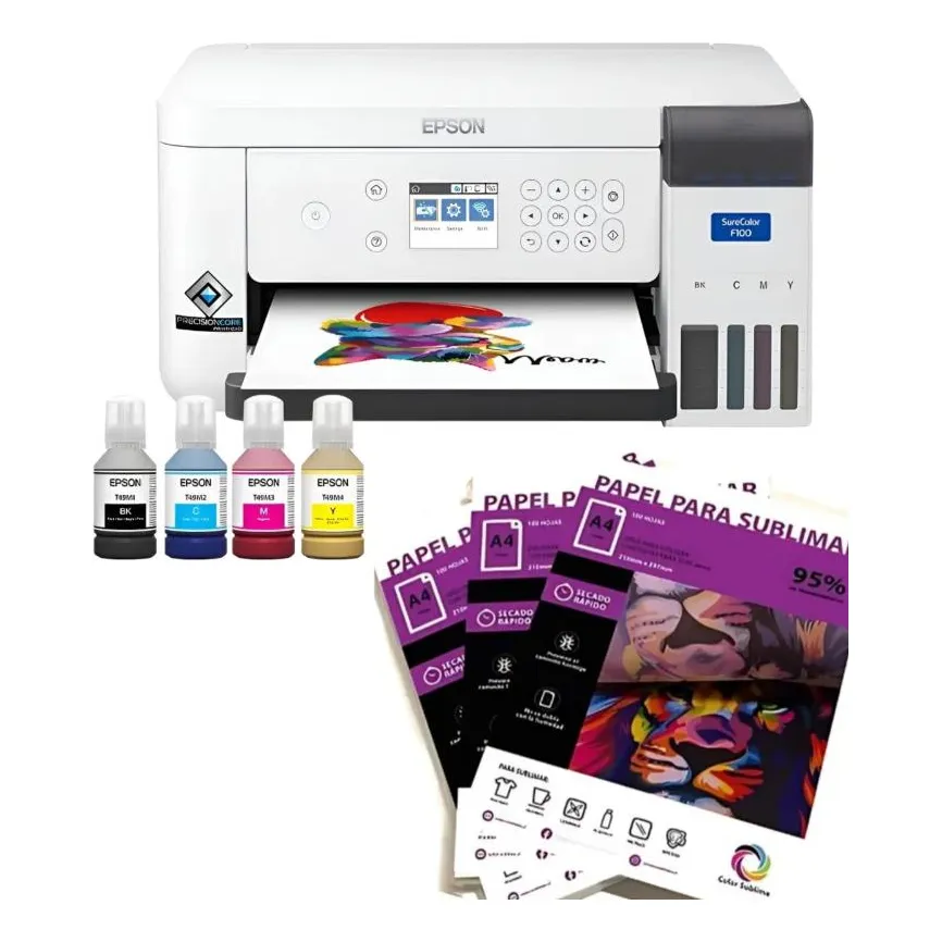 Impresora Epson F170 Estampar + Tinta Cmyk Papel A4 Sublimar