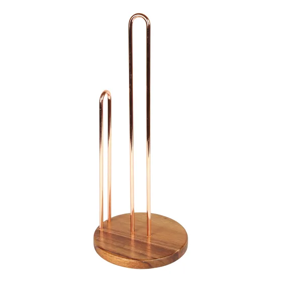 Home Base Madera Acacia Lujo Soporte Para Toalla Papel Cobre