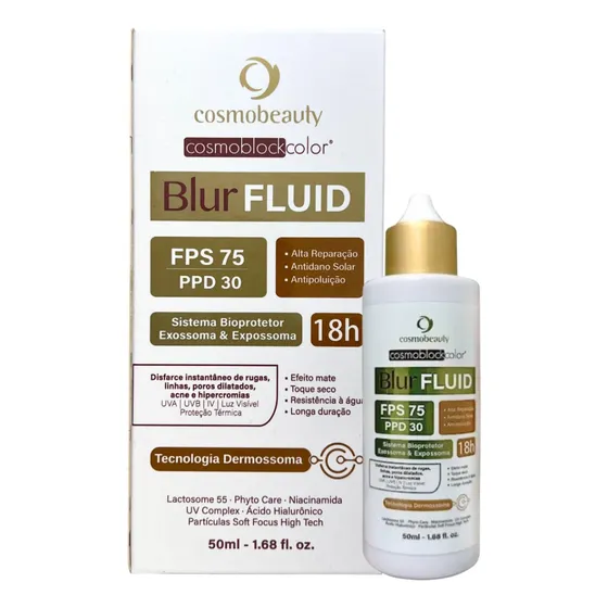 Blur Fluid Bege Médio Fps75 Protetor Solar Cosmobeauty 50ml