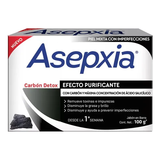 Barra Limpiadora Asepxia Carbón  Detox Jabón Facial 100gr