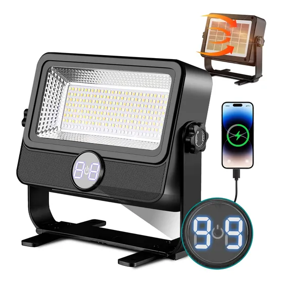 Luz De Trabajo Solar Led 100 W 10000 Lúmenes Impermeable