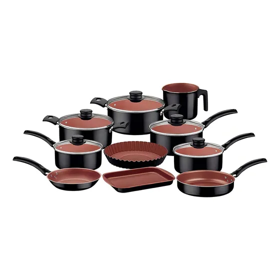 Jogo De Panelas Tramontina Turim 10 Pçs Cor Preto cobre