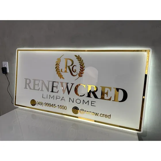 Placa Led Em Acrílico Personalizado  120x60cm 