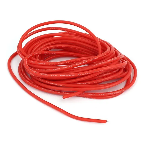 4 Foot Largo 24 Awg 10 Kv Rojo Flexible Trenzado Cobre Cable