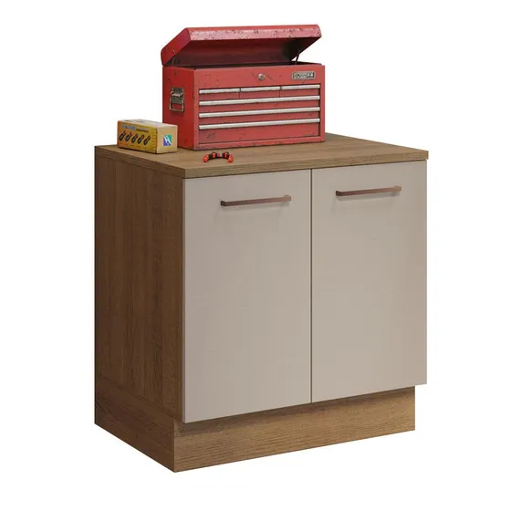 Gabinete Bajo Almacenamiento Garaje Madesa Con Encimera Color Marrón/Crema