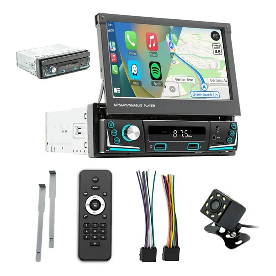 Central Multimídia Universal 1 Din Retrátil Mp5 Carplay Android Auto 7 Inch