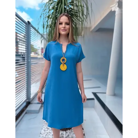 Vestido Larguinho Soltinho Mide Longuete Com Manga Rodado