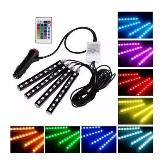 Tira Luces Interior Auto Led Rgb Multicolor 12v Audioritmica