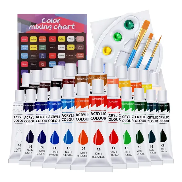 Kit De Pintura Acrílica Profesional Painting Art 24 Colores